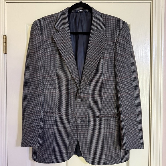 Burberrys Tweed Blazer English Woven Plaid Academia Preppy Old Money Lambs Wool - Picture 2 of 10